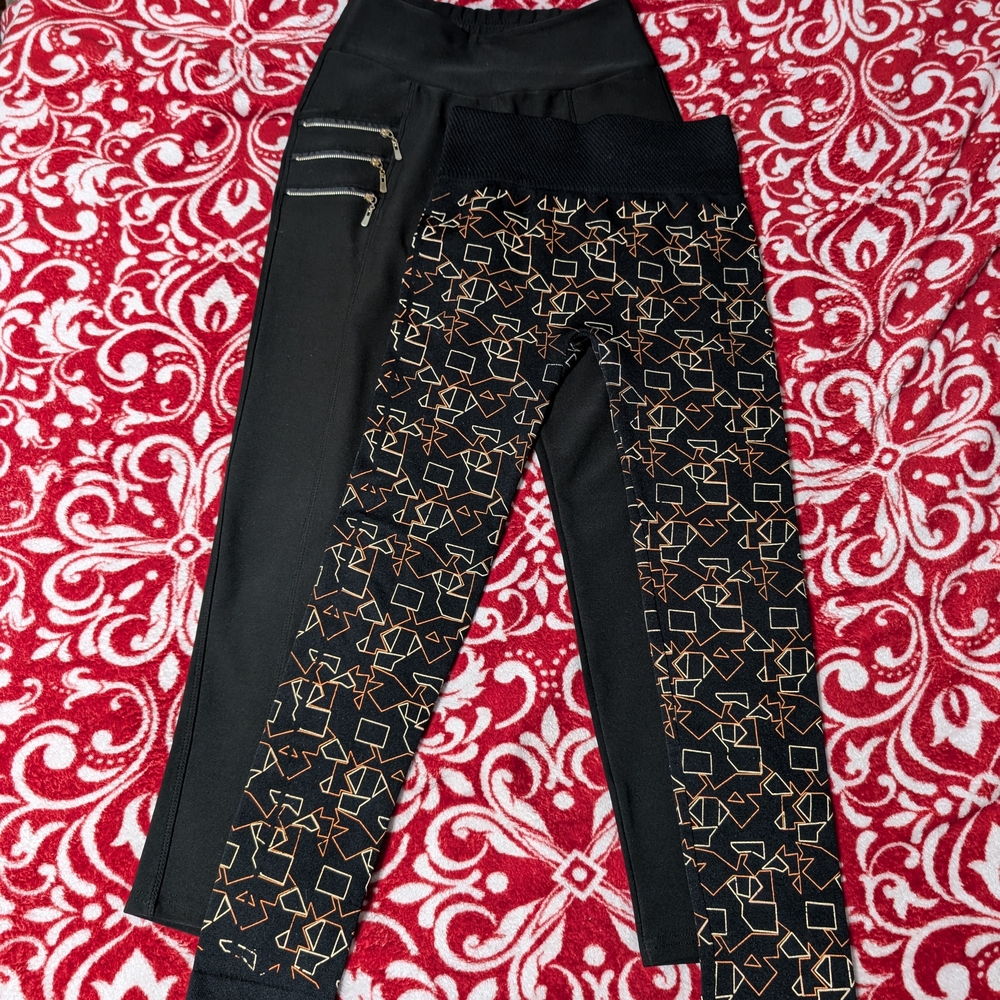 Stylish Black Geometric Kids Leggings